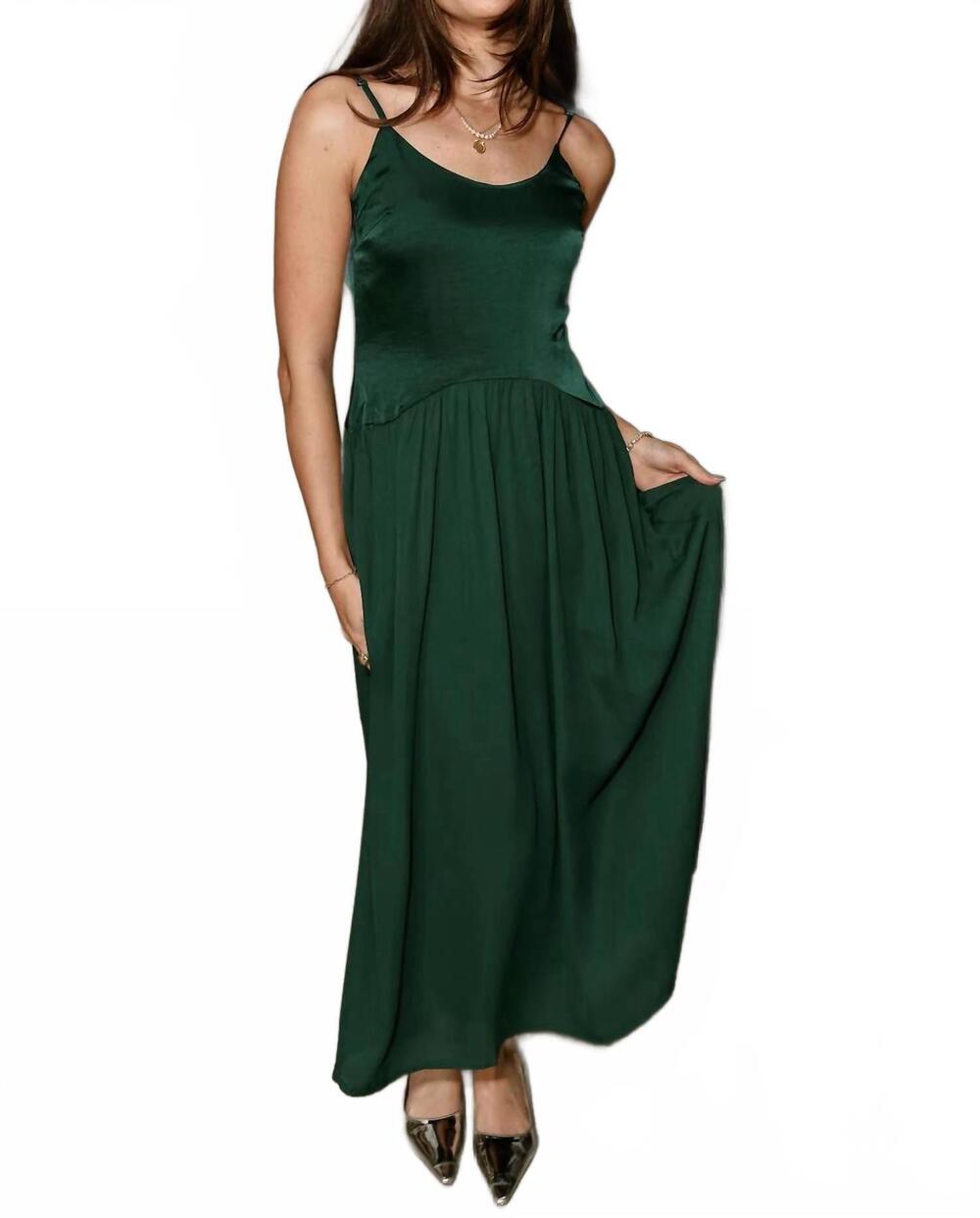 NEW ANNA GRACE vera midi dress in hunter green